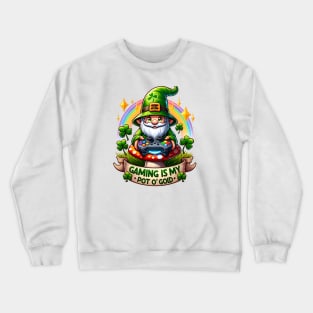 St. Patrick's Day Gamer Gnome Crewneck Sweatshirt